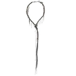 New Brunello Cucinelli Sterling Monoli Bead Lariat Wrap Necklace